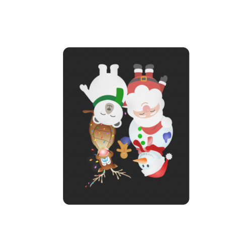 Christmas Gingerbread, Snowman, Santa Claus   Black Rectangle Mousepad