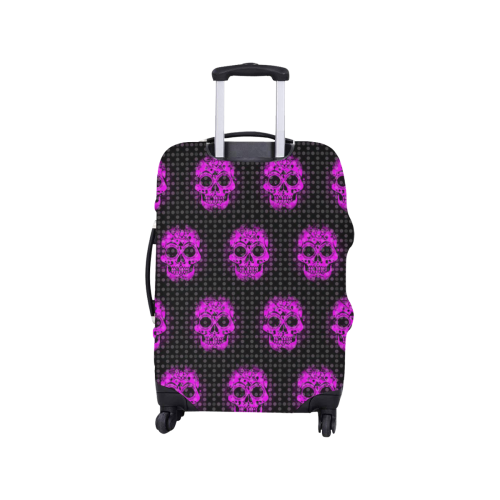skulls and dotts, pink by JamColors Luggage Cover/Small 18"-21"