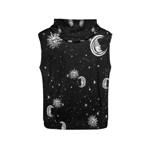 Mystic Stars, Moon and Sun All Over Print Sleeveless Hoodie for Men (Model H15)