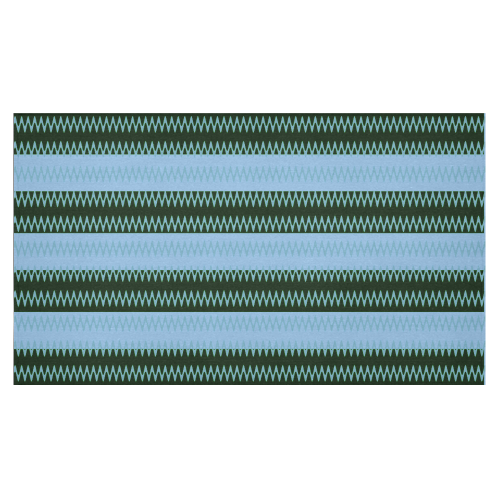 Blue Green Black SawTooth Stripe Modern Cotton Linen Tablecloth 60"x 104"