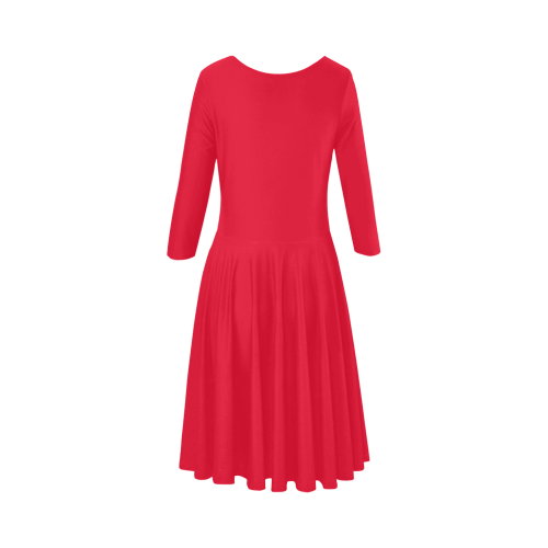 color Spanish red Elbow Sleeve Ice Skater Dress (D20)