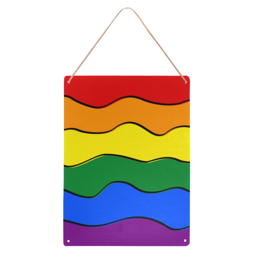 Gay Pride - Rainbow Flag Waves Stripes 1 Metal Tin Sign 12"x16"
