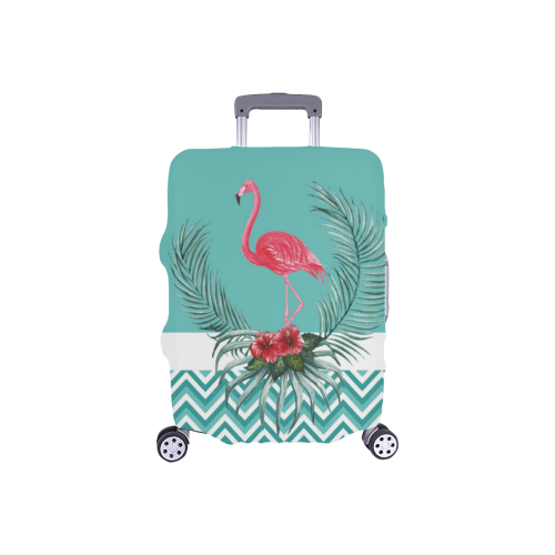 Retro Flamingo Chevron Luggage Cover/Small 18"-21"
