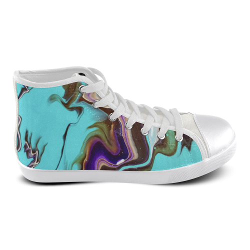 electric turqoise high top Women's High Top Canvas Shoes (Model 002)