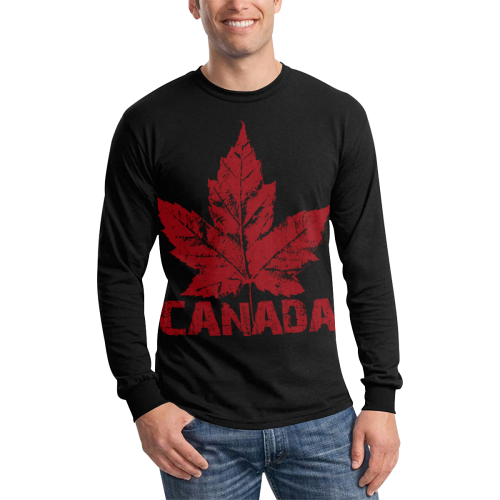 Cool Canada Souvenir Shirts Retro Maple Leaf Men's All Over Print Long Sleeve T-shirt (Model T51)