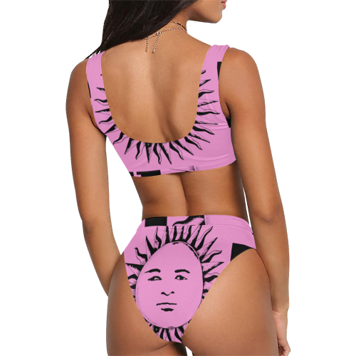 GOD Sport Bikini Light Pink Sport Top & High-Waisted Bikini Swimsuit (Model S07)