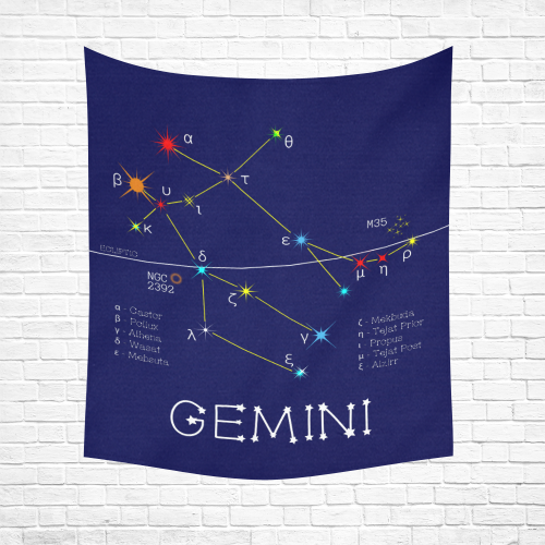 Constellation Gemini star horoscope zodiac funny Cotton Linen Wall Tapestry 51"x 60"