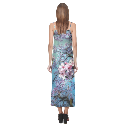 Cherry blossomL V-Neck Open Fork Long Dress(Model D18)