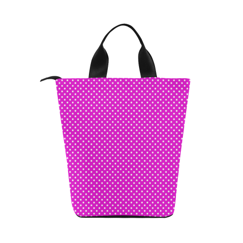 Pink polka dots Nylon Lunch Tote Bag (Model 1670)