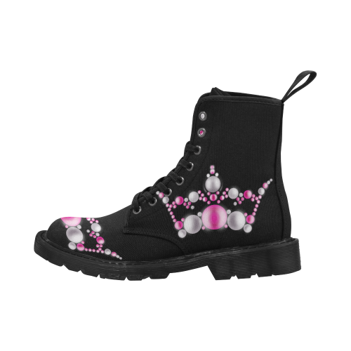 Pink and Crown Martin Boots for Women (Black) (Model 1203H)