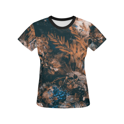 flowers All Over Print T-shirt for Women/Large Size (USA Size) (Model T40)