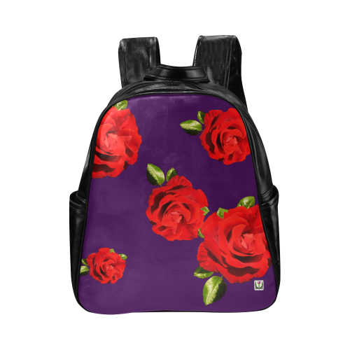 Fairlings Delight's Floral Luxury Collection- Red Rose Multi-Pockets Backpack 53086b6 Multi-Pockets Backpack (Model 1636)