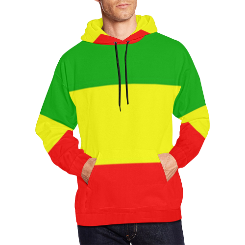 RASTA ONE LOVE All Over Print Hoodie for Men/Large Size (USA Size) (Model H13)