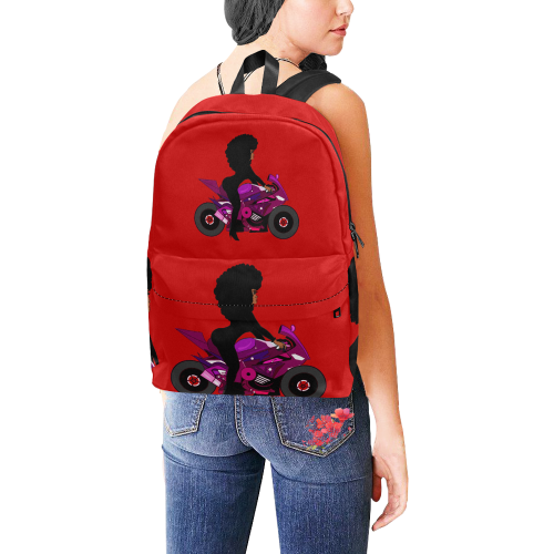 Rider Biker Female Red Unisex Classic Backpack (Model 1673)