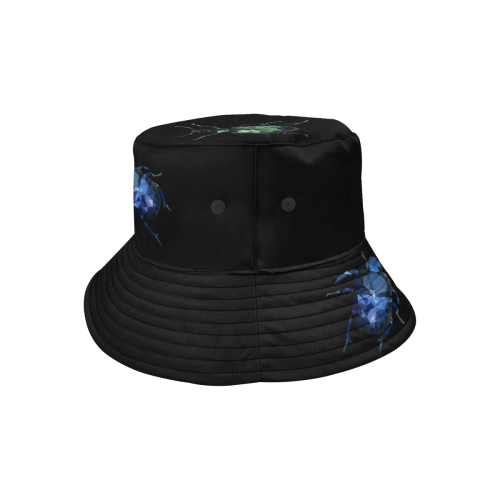 Low poly geometrical blue and green bugs All Over Print Bucket Hat for Men