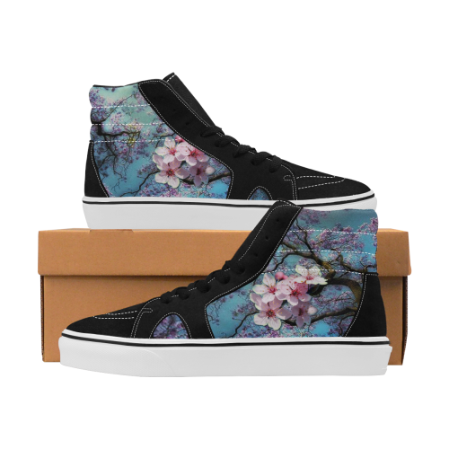Cherry blossomL Women's High Top Skateboarding Shoes/Large (Model E001-1)