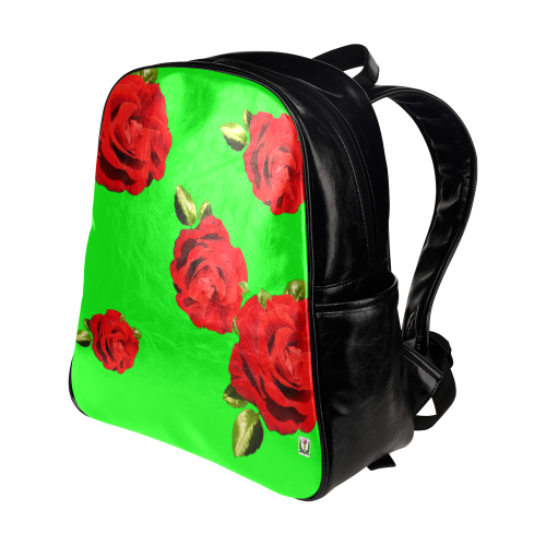 Fairlings Delight's Floral Luxury Collection- Red Rose Multi-Pockets Backpack 53086b12 Multi-Pockets Backpack (Model 1636)
