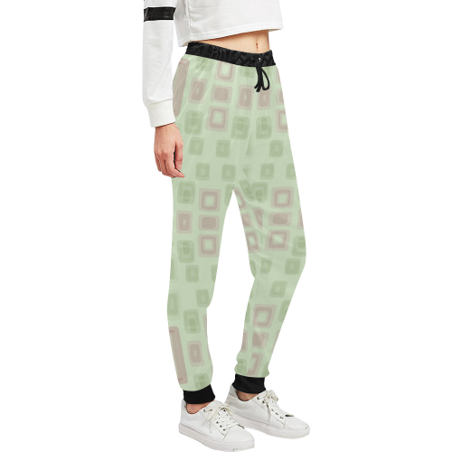 Green and Pink squares - back to 70's pattern Unisex All Over Print Sweatpants (Model L11)