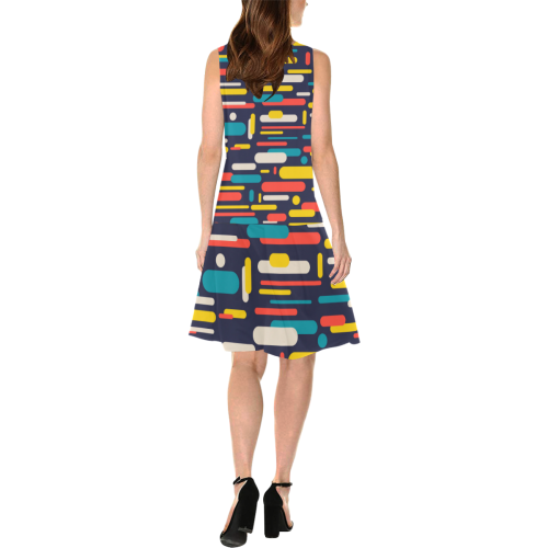 Colorful Rectangles Sleeveless Splicing Shift Dress(Model D17)
