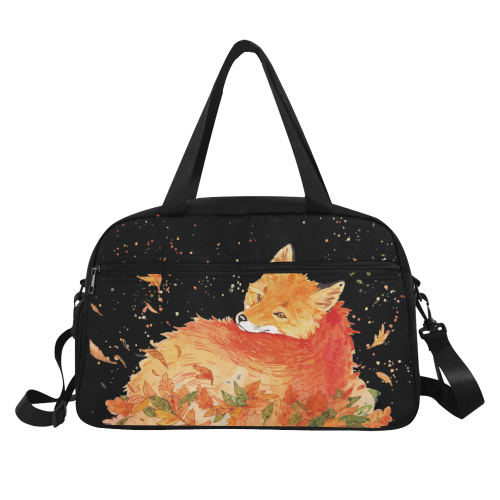 Autumn Fox - Black Background | Fitness Handbag (Model 1671)