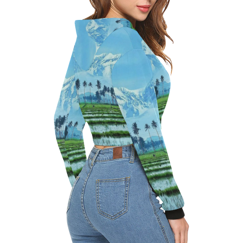 Everest snow All Over Print Crop Hoodie for Women (Model H22)