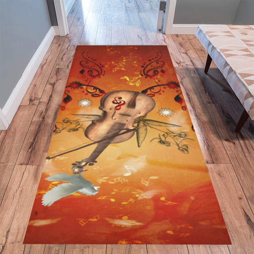 Music, violin with dove Area Rug 9'6''x3'3''