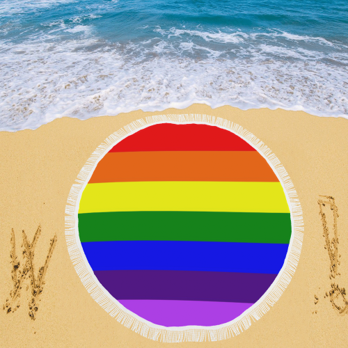Rainbow Flag (Gay Pride - LGBTQIA+) Circular Beach Shawl 59"x 59"