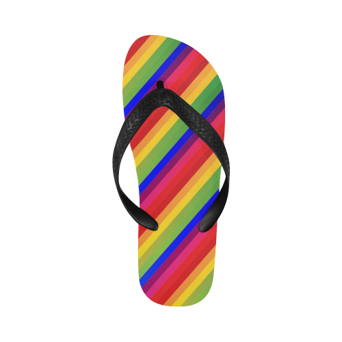 Rainbow Diagonal Stripes Flip Flops for Men/Women (Model 040)
