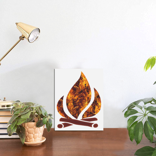 Flaming Campfire Photo Panel for Tabletop Display 6"x8"