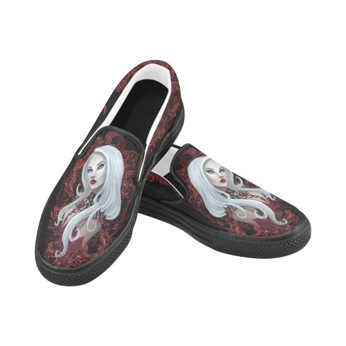 Red Queen Elena Painting Thorns Men's Slip-on Canvas Shoes (Model 019)
