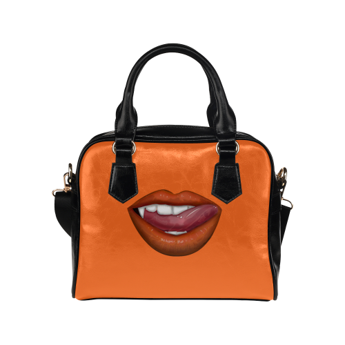 Orange - Vampire Lips Shoulder Handbag (Model 1634)