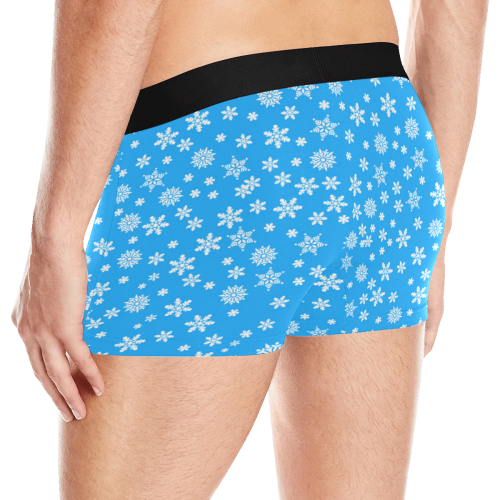 Christmas Snowflakes on Light Blue Men's Boxer Briefs with Merged Design (Model  L10)