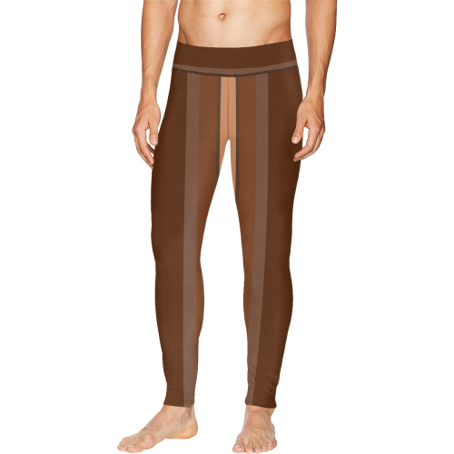 Brown Chocolate Caramel Stripes Men's All Over Print Leggings (Model L38)