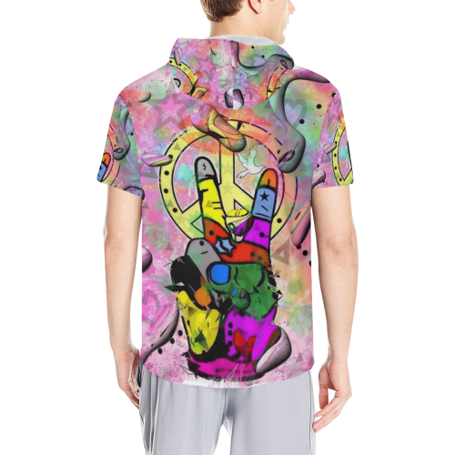 Peace by Nico Bielow All Over Print Short Sleeve Hoodie for Men (Model H32)