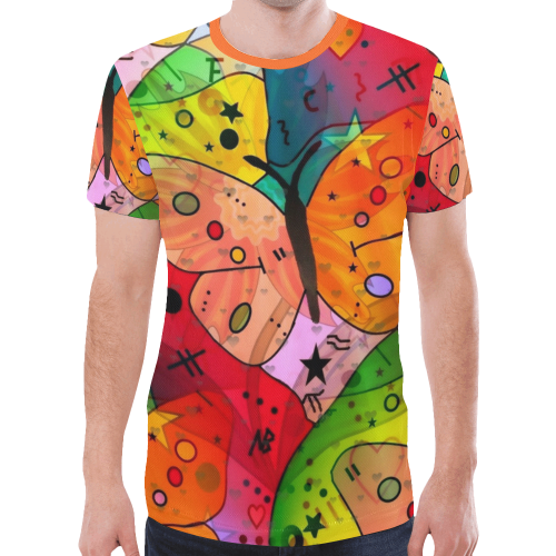 Butterfly Popart by Nico Bielow New All Over Print T-shirt for Men/Large Size (Model T45)