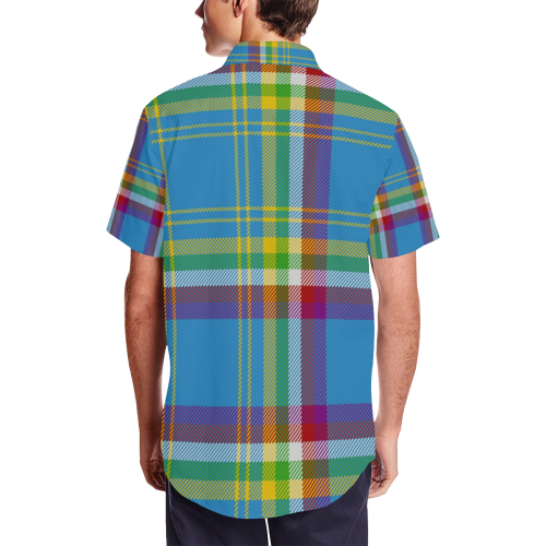 Yukon Tartan Men's Short Sleeve Shirt with Lapel Collar (Model T54)