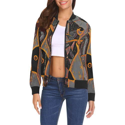 Stream Consciousness Social Distancing Night All Over Print Bomber Jacket for Women (Model H19)
