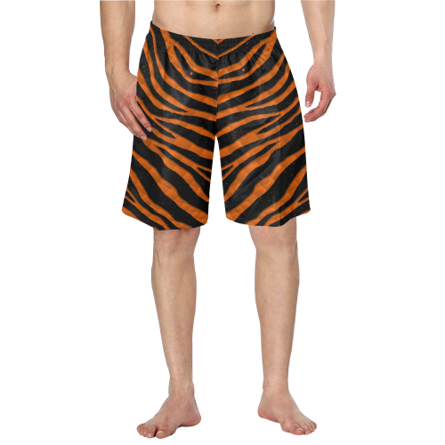 Ripped SpaceTime Stripes - Orange Men's Swim Trunk/Large Size (Model L21)