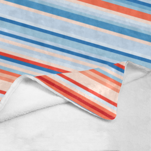 blue and coral stripe 2 Ultra-Soft Micro Fleece Blanket 60"x80"