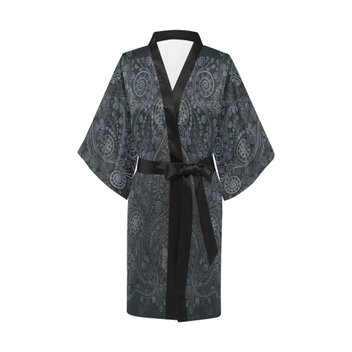 Soft Blue 3D Psychedelic Ornamental Kimono Robe