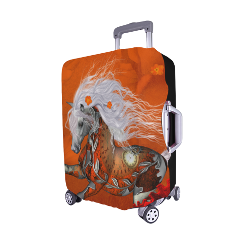 Wonderful steampunk horse, red white Luggage Cover/Medium 22"-25"