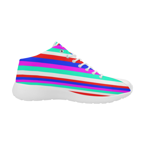 Colored Stripes - Fire Red Royal Blue Pink Mint Wh Women's Basketball Training Shoes/Large Size (Model 47502)