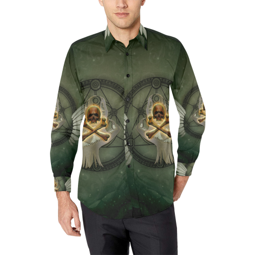 Skull in a hand Men's All Over Print Casual Dress Shirt (Model T61)
