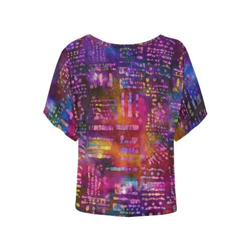 Rainbow Batik Tie Dye Women's Batwing-Sleeved Blouse T shirt (Model T44)