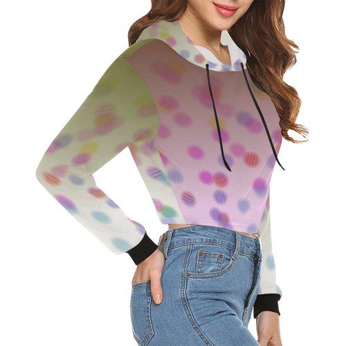 DESIGN DOT SPINK GReen, hoodie Casual All Over Print Crop Hoodie for Women (Model H22)