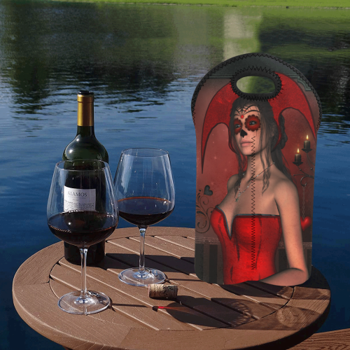 Awesome lady with sugar skull face 2-Bottle Neoprene Wine Bag