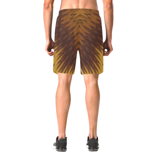 Yellow/Brown Diagonal Pattern Men's All Over Print Elastic Beach Shorts (Model L20)