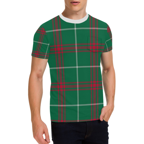 Welsh National Tartan Men's All Over Print T-Shirt with Chest Pocket (Model T56)