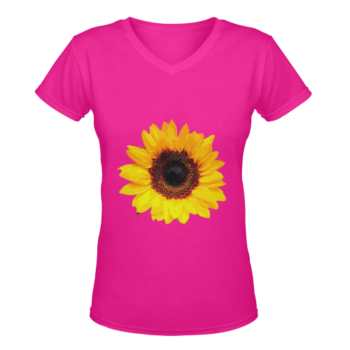 Sunny Sunflower - The Nature Is Shining Women's Deep V-neck T-shirt (Model T19)