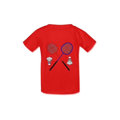 Badminton Rackets and Shuttlecocks Sports on Red Kid's  Classic T-shirt (Model T22)